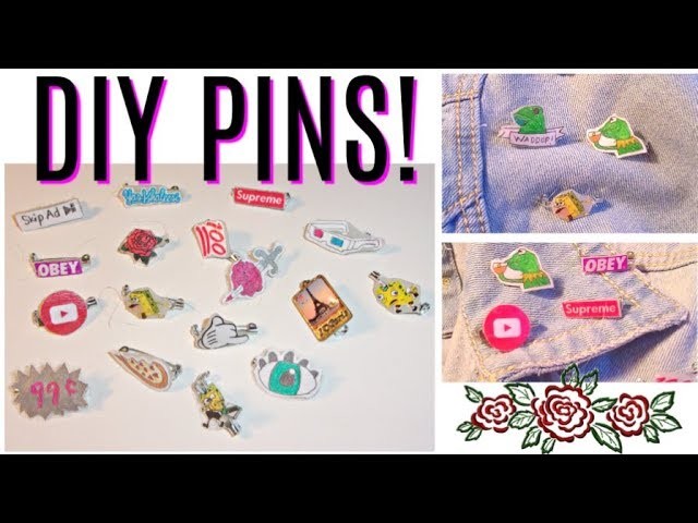 5+ Easy Ways to DIY Pins Without Shrinking Paper!| 100 Pin Challenge! Tumblr, Disney, and more!