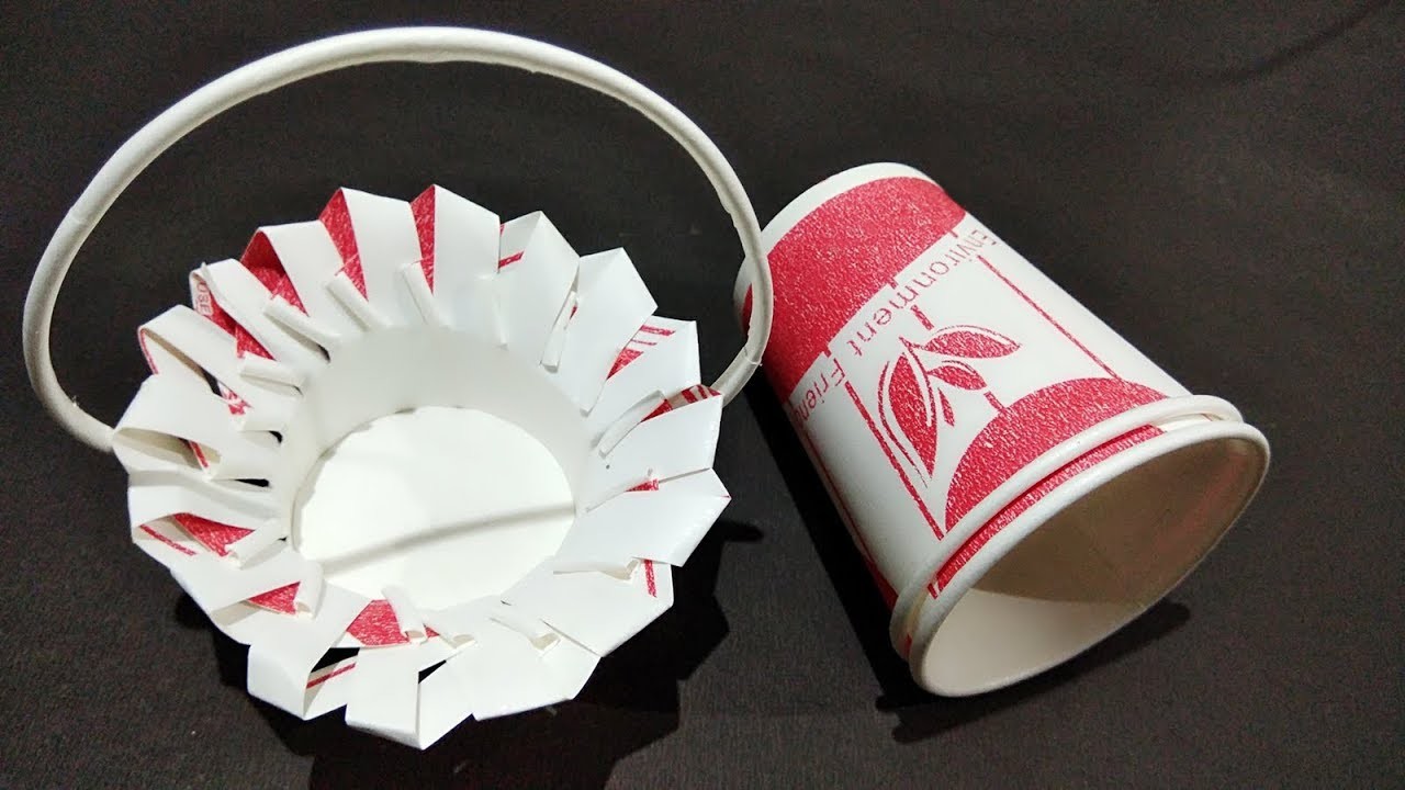 amazing-paper-cup-crafts-paper-cup-basket-best-out-of-waste-diy-art