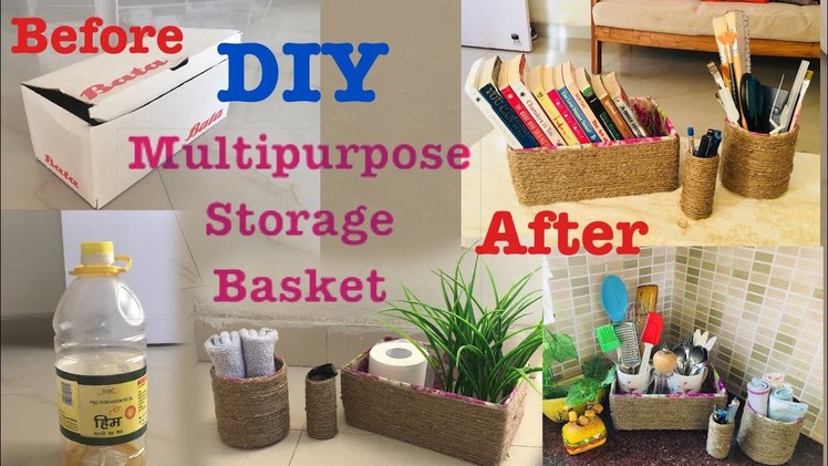 DIY Best out of waste | how to make Multiple Storage Basket | Jute basket