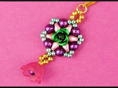 DIY | Blumen Perlen Ketten Anhänger | Beaded flower. rose pendant with twin beads | Beadwork