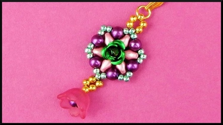 DIY | Blumen Perlen Ketten Anhänger | Beaded flower. rose pendant with twin beads | Beadwork