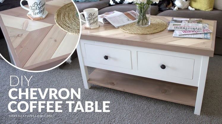 DIY Chevron Top Coffee Table. With or Without Drawers