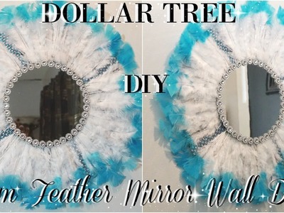 DIY DOLLAR TREE | GLAM FEATHER MIRROR WALL DECOR | DIY ROOM DECOR | PETALISBLESS