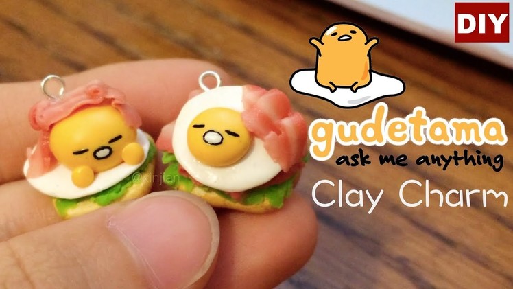 DIY Gudetama Bacon Sandwich Polymer Clay Charm "Lazy??"