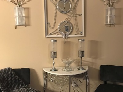 DIY Mirrored Wall Art And Lighted Sconces