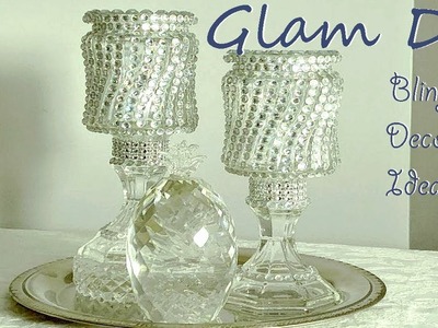 Dollar Tree DIY Glam Bling Candle Holders