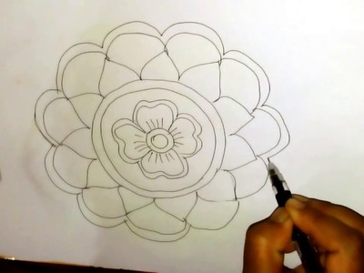 How to draw rangoli designs on paper step by step | easy rangoli designs | Minakshi rangoli design