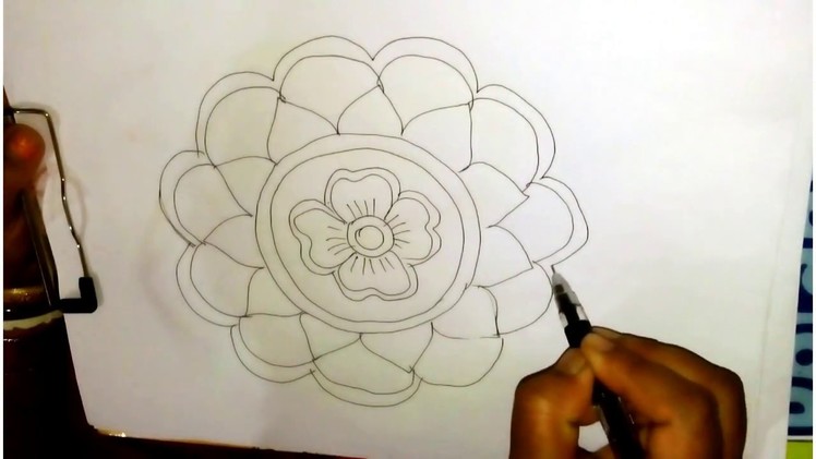 How to draw rangoli designs on paper step by step | easy rangoli designs | Minakshi rangoli design