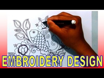 How To Make Embroidery Fish Design On Tracing Paper | Line Art