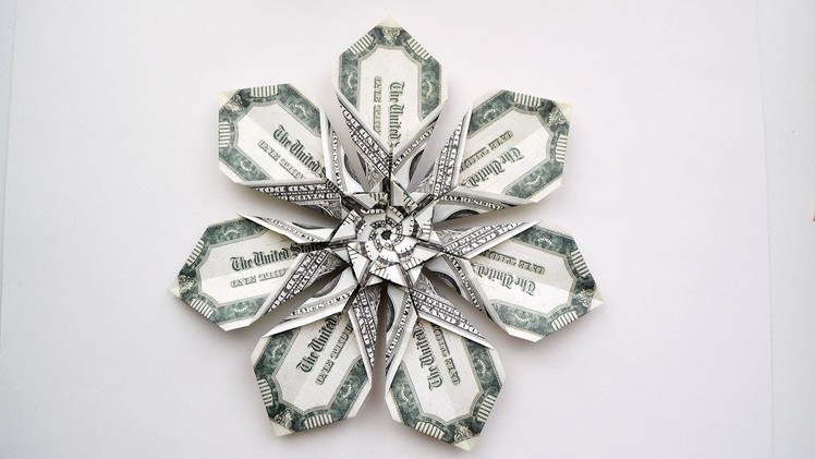 Money Mandala.Flower.Snowflake Origami Dollar Tutorial DIY Folded No glue