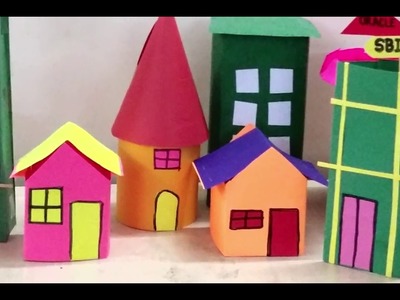 PAPER HUT AND PAPER CRAFT BUILDING BACKGROUND FOR KIDS PROJECT
