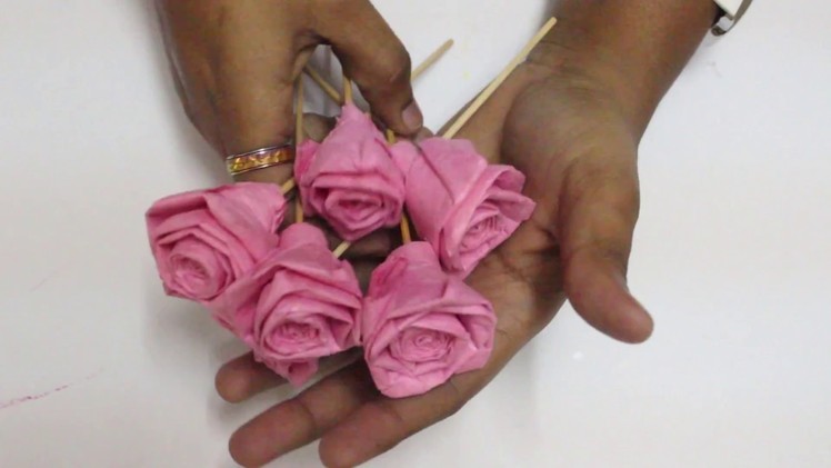 Tissue Paper Rose Flower Making