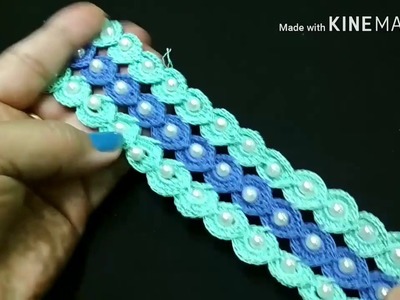 142-Joining of three beaded crochet  laces(Hindi.Urdu)