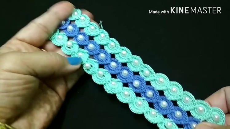 142-Joining of three beaded crochet  laces(Hindi.Urdu)