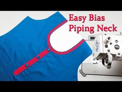 Bias Piping Neck Design cutting and stitching easy method DIY tutorial malayalam