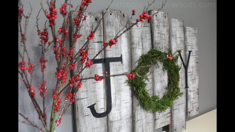 Birch sign Juniper Wreath DIY Tutorial Christmas Decor