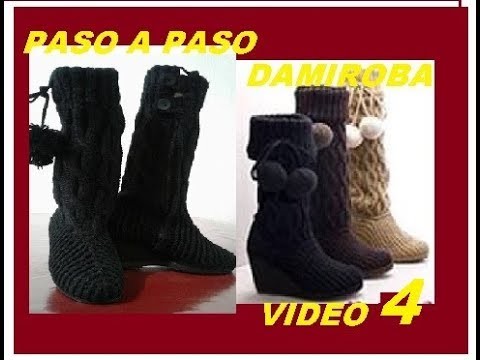 BOTAS CROCHET Y AGUJAS TRENZADAS VIDEO 4