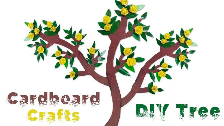 Cardboard Crafts - DIY Tree Branch Room Decor Using CARDBOARD! Wall Decoration Idea-5 Minute Crafts