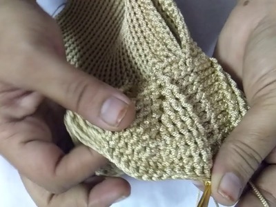 Crochet embossed leaves stitch bag part 5