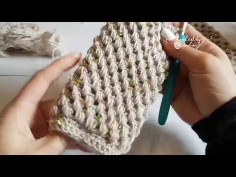 Crochet tutorial - Puff Stitch Fingerless Gloves - free pattern