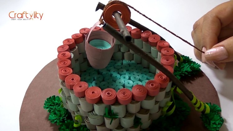 DIY 3D quilling wishing well | Paper quilling well | quilling miniature