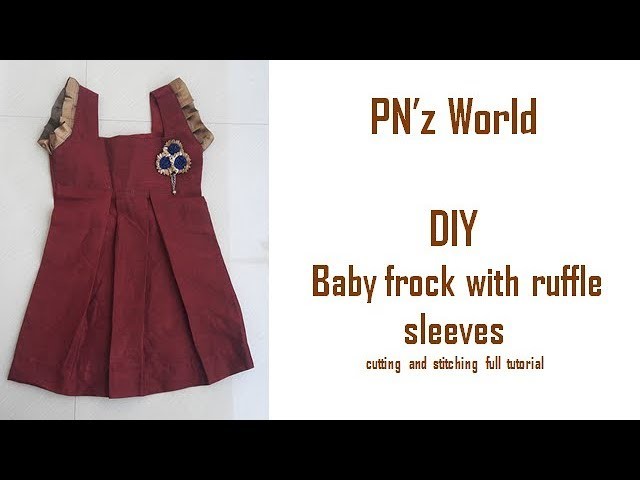 DIY Baby frock with ruffle sleeves cutting and stitching full tutorial