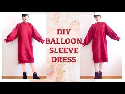DIY Balloon Sleeve Dress. 秋冬ファッション☃ボリュームスリーブニットワンピースの作り方ㅣmadebyaya
