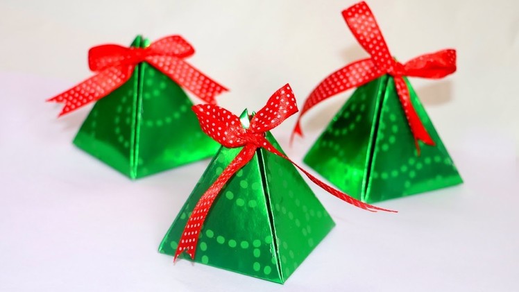 DIY Christmas Gift Box | Easy Paper Pyramid Gift Box | Paper Crafts | Christmas Crafts