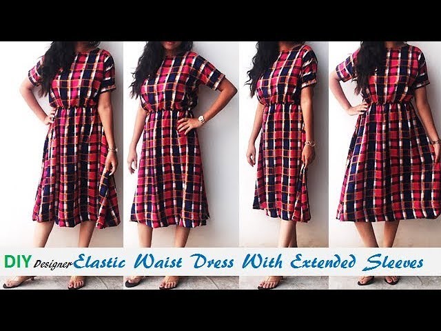 DIY Elastic Waist Dress With Extended Sleeves Cutting And Stitching Tutorial