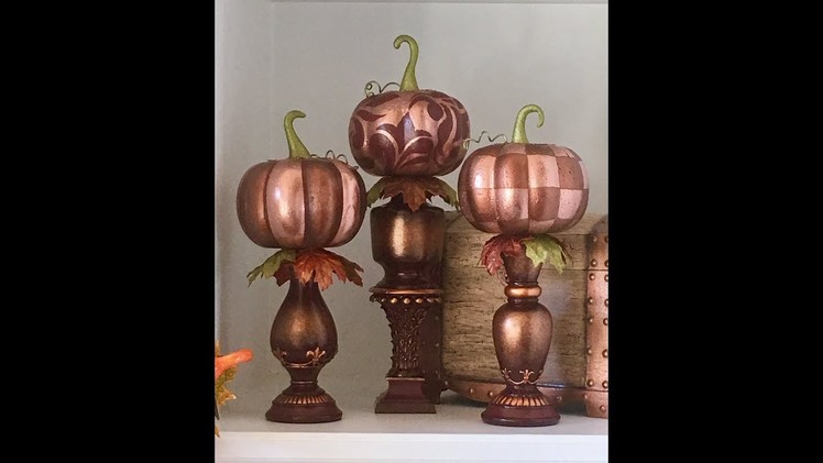 DIY Fall metallic painted pumpkins from Dollar Tree