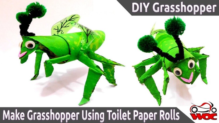 DIY Grasshopper - Make a cute Grasshopper Using Toilet Paper Rolls - Cardboard Tube Grasshopper