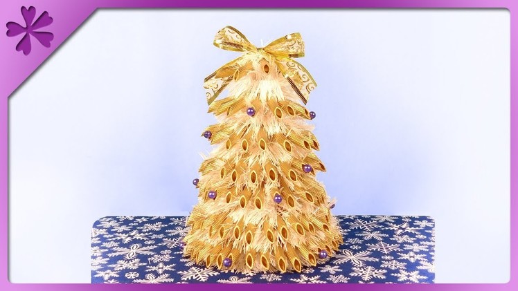 DIY How to make Christmas tree out of pasta and tinsel garland (ENG Subtitles) - Speed up #414