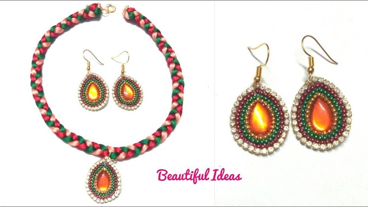 DIY.How to Make Silk thread Fancy Necklace set.Silk thread Designer Necklace.Paper Earrings making