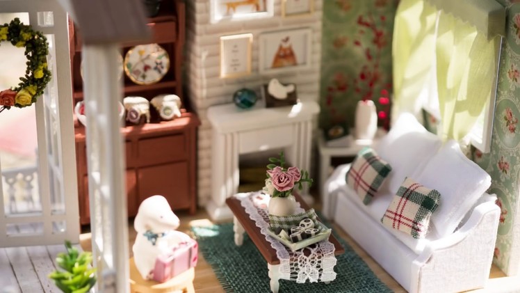 DIY Miniature Dollhouse "Happy Times" with Working Light