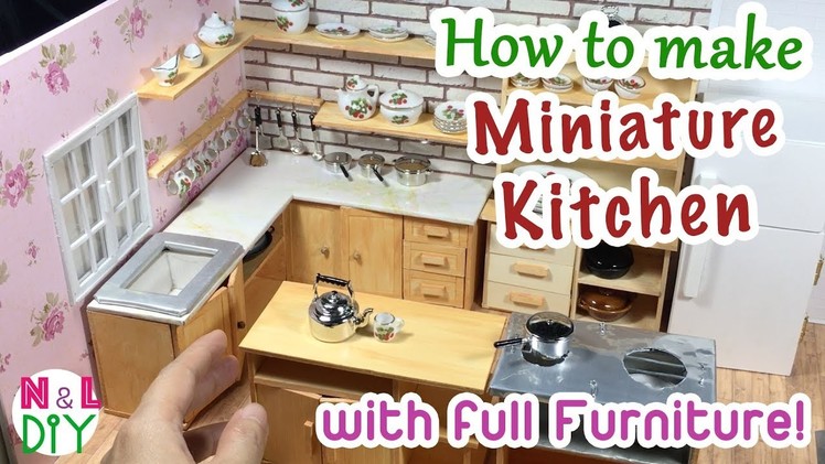 DIY Miniature Kitchen Room for Dollhouse | How to make a Miniature Kitchen with full Furniture !