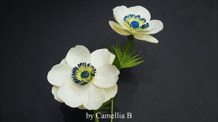 DIY- Paper Anemone flower from crepe paper-  Flor de anémona de papel de papel crepé