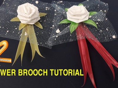 DIY Straw ROSE Tutorial - Drinking straw Rose Flower Brooch Tutorial #DIY Art Straws