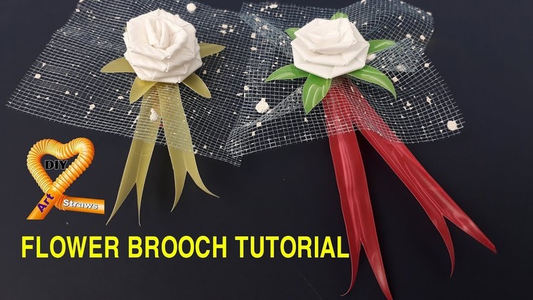DIY Straw ROSE Tutorial - Drinking straw Rose Flower Brooch Tutorial #DIY Art Straws