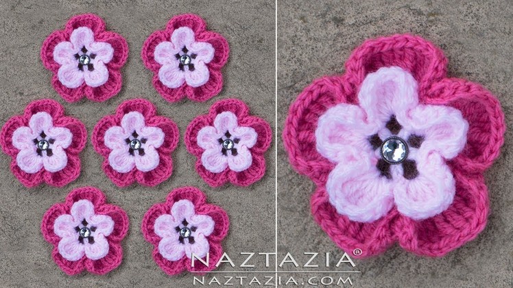DIY Tutorial - How to Make a Crochet Flower - Wild Pink Flower Flowers Flor Flores