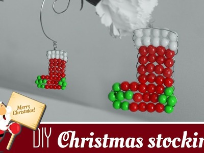 Easy Christmas stocking tutorial | DIY Holiday stocking ornament | Beads art