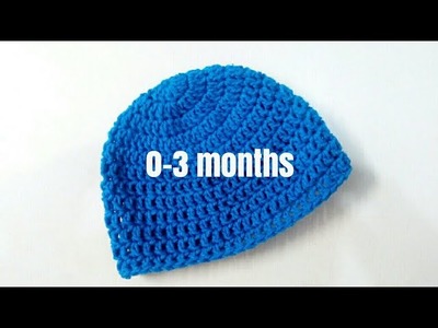 How To - Crochet a Simple Baby Beanie for 0-3 months