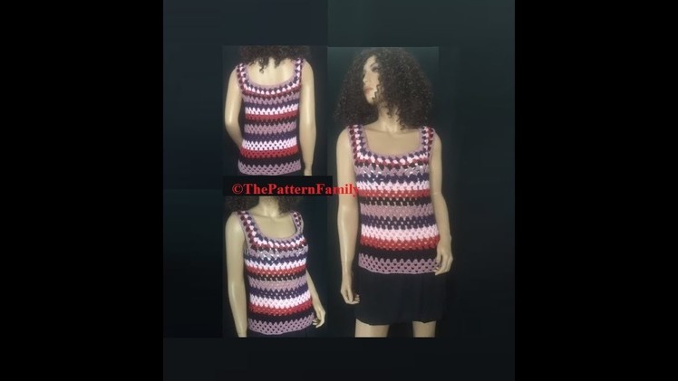 How to Crochet a Striped Granny Stitch Blouse. Shirt Pattern #127│by ThePatternfamily