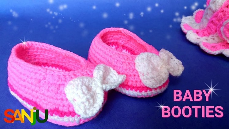 How to crochet easy baby booties | crosia baby shoes for 6-12 month baby