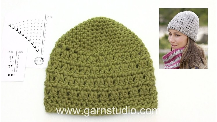 How to crochet the hat in DROPS 182-10