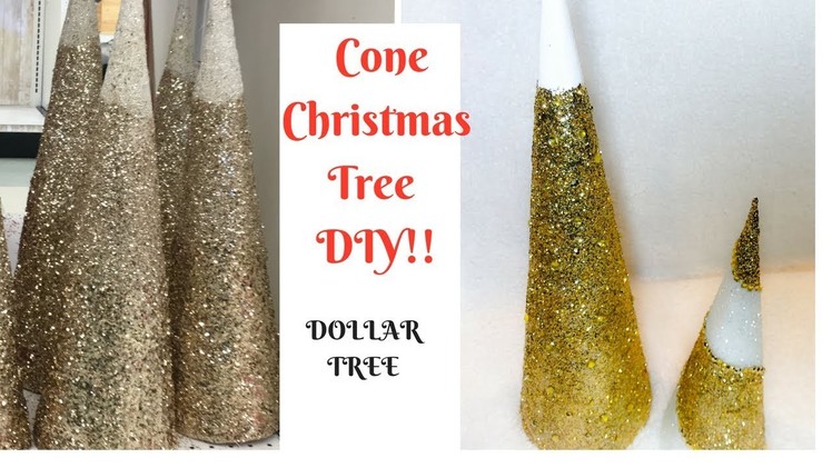 HOW TO MAKE A CONE CHRISTMAS TREE**DOLLAR TREE DIY!!