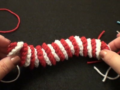 How to make christmas beginner knit crochet candy cane ENGLISH subtitles Translation Original Video
