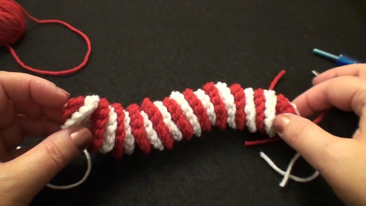 How to make christmas beginner knit crochet candy cane ENGLISH subtitles Translation Original Video