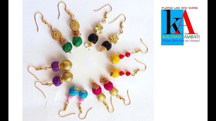 How to make cotton thread earrings in 6 different color models at home