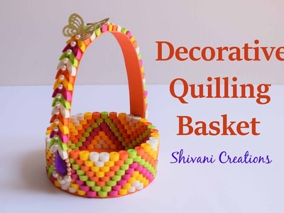 How to make Decorative Quilled Basket. DIY Paper Basket. Paper Quilling Basket