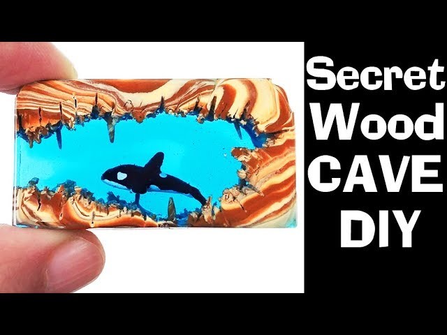 HOW TO MAKE SECRET WOOD WHALE ORCA CAVE DIY (no power tools) polymer clay epoxy resin craft